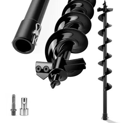 Zdjęcie produktu dla Wiertło do ziemi L80 cm/Ø10 cm z zębami do kopania, do wiertarki, SDS-PLUS, wiertło z węglika wolframu, wiertło ogrodowe, wiertło spiralne do wiertarki do ziemi, młotki udarowe