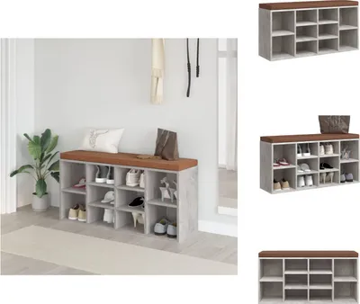 Obrázek produktu pro vidaXL Lavice na boty betonová šedá 103x30x48 cm Materiál na bázi dřeva - Lavice do truhly a předsíně