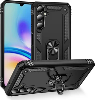 Image de Étui pour Samsung Galaxy A05S étui de protection militaire double couche avec support d'anneau et support noir