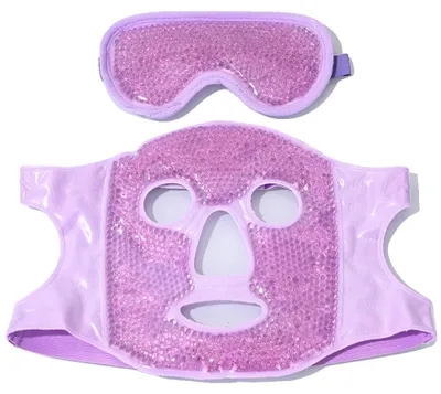 Image de Masque pour les yeux couvrant tout le visage, thérapie par le froid et la chaleur, atténue les cernes, violet-2