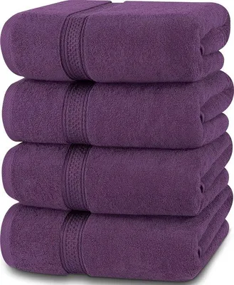 Productafbeelding van Unyqoos® 4-delige set luxe handdoeken, 69 x 137 cm, 100% ringgesponnen katoen, zacht en absorberend, geschikt voor bad, zwembad en strand