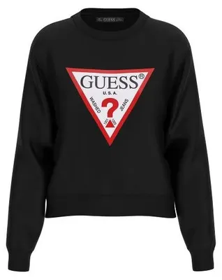 Produktbild von Stylisches Damen Sweatshirt Schwarz mit Logo und Rundhalsausschnitt
