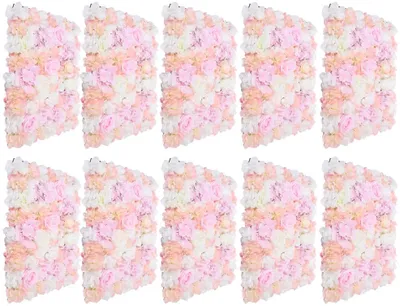 Productafbeelding van 10 stuks kunstbloemenwand, rozenwand, decoratie voor achtergrond, doe-het-zelf zijdenbloemen wandpaneel, geschikt voor bruiloften, tuinen, feesten, vakanties en andere gelegenheden. (60 x 40 cm)