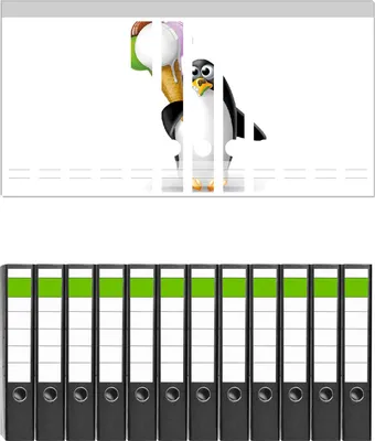 Produktbild von Wallario 12 Stück schmale Ordner inkl. Klebeetiketten mit Motive Süßer Eis Pinguin -  Set mit Rückenschildern / Ordnerrücken Stickern