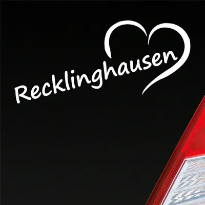 Produktbild von Auto Aufkleber Recklinghausen Herz Stadt City Liebe Love 19x8 cm Weiss Matt Sticker Heckscheibenaufkleber