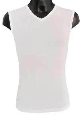 Produktbild von HERMKO 63050 Herren Funktions Tank Top mit V-Ausschnitt Funktionsunterwäsche Unterhemd aktiv schnelltrocknend Muskelshirt, Größe:D 5 = EU M, Farbe:weiß