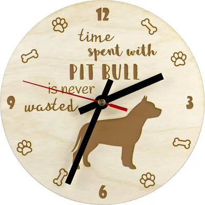Image de Pitbull - horloge avec chien, horloge en bois gravée, horloge personnalisée Art-Dog