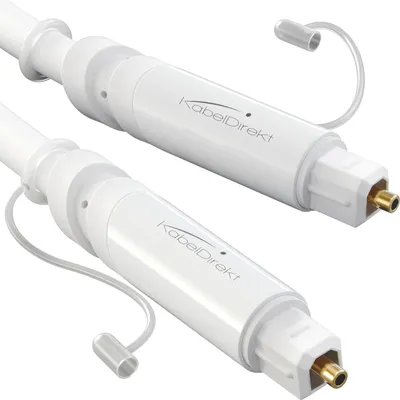 Produktbild von KabelDirekt – TOSLINK-Kabel weiß, optisches Audiokabel – 7,5 m – Glasfaserkabel
