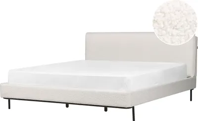 Zdjęcie produktu dla BELIANI Łóżko złamana biel tapicerowane boucle 180 x 200 cm dwuosobowe ze stelażem wezgłowiem nowoczesne