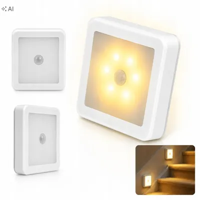 Zdjęcie produktu dla Lampka LED do gniazdka z czujnikiem ruchu nocna ciepła barwa światła