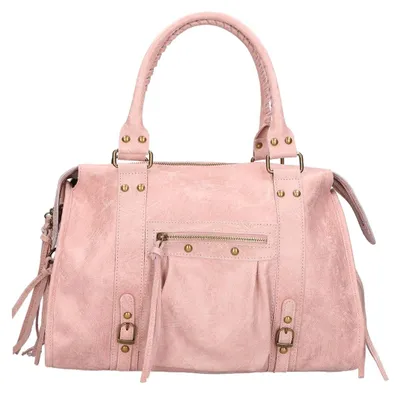 Produktbild von Elara Damen-Schultertasche aus echtem Wildleder Blau  Italy Blue Jeans UNICA 41x28x13 cm