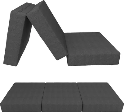 Produktbild von POKAR Klappmatratze 3-teilige Faltmatratze Gästematratze Feldbett Klappbett, Größe:80 x 195 x 15 cm, Farbe:Anthrazit
