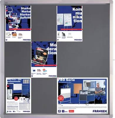 Obrázok produktu pre Vitrína FRANKEN ECO pre 4x DIN A4 plstený zadný panel sivá