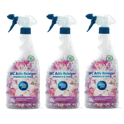 Produktbild von Ambi Pur WC Aktiv Reiniger Spray White Flowers 750ml (3er Pack)