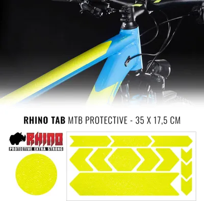 Image de Kit adhésif de protection pour cadre de vélo Rhino MTB, jaune fluo, 35 x 17,5 cm