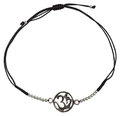 Produktbild von Armband "Om" 1,3cm Silber 925 mit verstellbarem Baumwollband Ø bis ca. 8cm