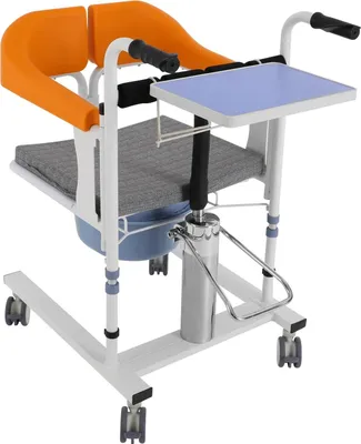 Immagine prodotto di Sedia di trasferimento per pazienti - Sedia di trasferimento idraulica con rotelle - Sedia da toilette per assistenza - Da letto a toilette/bagno - Per anziani/disabili - Bianca