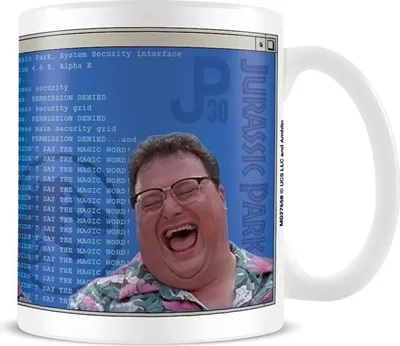 Immagine prodotto di Jurassic Park - Tazza da caffè "Codice del 30° Anniversario" PM5833 (Taglia unica) (Blu/Bianco)