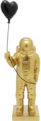 Immagine prodotto di Statua di astronauta in poliresina, realizzata a mano, finitura dorata, altezza 41 cm - elemento decorativo per soggiorno, camera da letto e ufficio