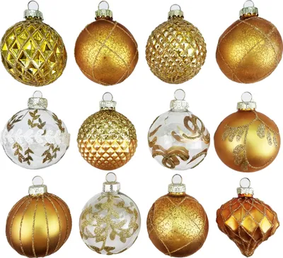 Produktbild von 12 Weihnachtskugeln Glas Christbaumkugeln Set Christbaumschmuck gold