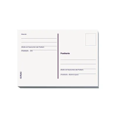 A blank postcard with fields for sender and recipient information, and the word "Postkarte" printed on it.