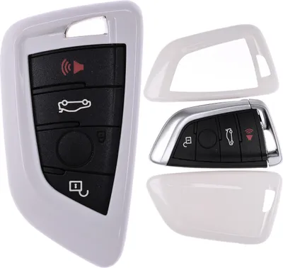 Produktbild von Auto Schlüssel Kunststoff Hülle ABS Plastik Schutz Cover Weiß kompatibel mit BMW X5 F15 X6 F16 2er F45 F46 X1 F48 KEYLESS SMARTKEY
