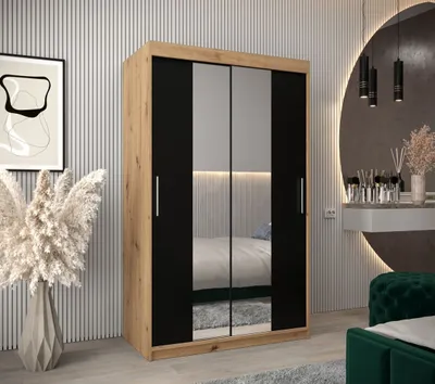 Obrázok produktu pre Skriňa s posuvnými dverami v šírke 120 cm TIMEA 1 - dub artisan / čierna