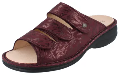 Zdjęcie produktu dla FINN COMFORT Hellas, damskie klapki, kolor bordowy, z zamszowej skóry, wzór - rozmiar: 38