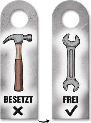 Produktbild von Besetzt Frei Hammer Schraubenschlüssel Türhänger 3er Set für Werkstatt