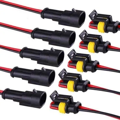 Immagine prodotto di Connettori elettrici a 2 poli per auto - confezione da 5, 16 AWG, impermeabili, per barche e moto