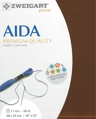 Immagine prodotto di AIDA Zweigart, pretagliata, 18 carati. Tessuto Aida 3793, colore 9010 (castagna), ideale per punto croce, dimensioni 48x53 cm