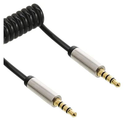 Produktbild von InLine Slim Audio Spiralkabel Klinke 3,5mm ST/ST, 4-polig, Stereo, 2m, 3.5mm, Stecker, 3.5mm, Stecker, 2 m, Schwarz