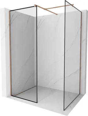 Produktbild von Mexen Kioto Duschwand Walk-in 100 x 100 cm, schwarzes Muster, roségold - 800-100-202-60-70-100