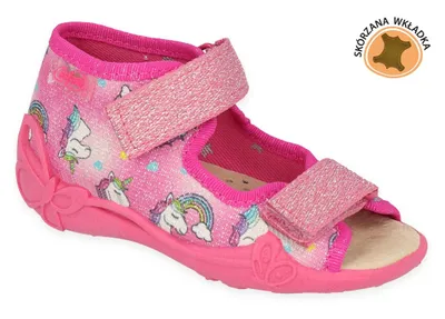Obrázok produktu pre prezuvky sandálky Befado Papi 342P043 ružové s KOŽENOU STIEĽKOU, trblietavé s jednorožcami, suchý zips 23