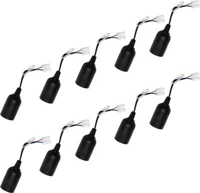 Productafbeelding van 10 x Baufassung Lampenfassung Renovierfassung E27 schwarz mit Steckklemme