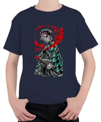 Zdjęcie produktu dla Tanjiro Kamado Demon Slayer Anime Sword Blood Manga Gift Uni  Koszulka dziecięca, Granatowy, 140