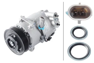 Image de Compresseur de climatisation 12 V, Ø 109 mm, HELLA Thermo-Expertise, compatible notamment avec l'OPEL ASTRA