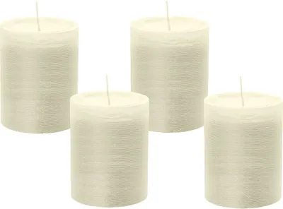 Produktbild von 4er Set Adventskranzkerzen Rustik Marble Kerzen durchgefärbt mit Abbrandschutz Elfenbein 130 x 68 mm