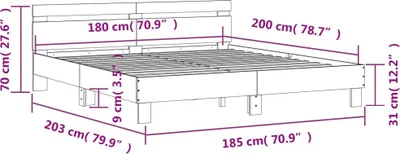 Productafbeelding van vidaXL Bedframe met hoofdeinde en LED-verlichting, Sonoma-eikenhout