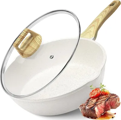 Image de GiPP 28 cm poêle wok avec couvercle revêtement antiadhésif granit 4.5L White