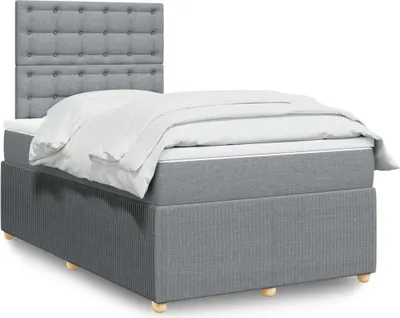 Produktbild von Boxspringbett mit Matratze Hellgrau 120x190 cm Stoff, Klassische Betten 2024 Neu DesignMöbel