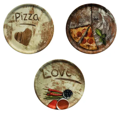 Zdjęcie produktu dla zestaw 3 talerzy do pizzy Oliwka, salami i ulubiona pizza Ø 31 cm Talerz XL