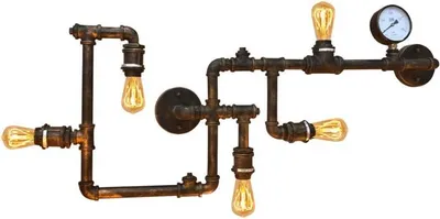 Produktbild von Retro/Vintage Wandleuchte „PIPE“, 5-flammig, E27-Fassung, röhrenförmiges Design, ohne Leuchtmittel