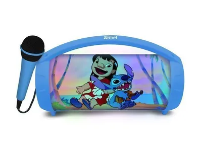 Immagine prodotto di Altoparlante Bluetooth con microfono, wireless, ricaricabile, Disney Stitch, effetti luminosi multicolori, batteria da 1200 mAh