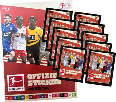 Produktbild von Topps Bundesliga Sticker 2024 - Fußball Sammelsticker - 1 Album + 10 Tüten