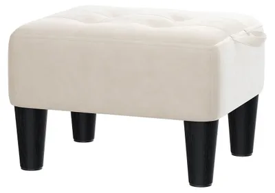 Produktbild von Samt-Fußhocker | Beige-Schwarz | 32x40x26 cm