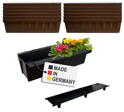 Produktbild von BURI 12 Euro-Paletten Blumenkästen-Einsätze inkl. Bewässerungsmatte | mit Hängesystem zum Einhängen | 37,3cm Braun | Pflanzkasten für Europalette Palette | Balkonkasten | Blumentopf | extrem stabil
