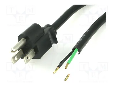 Produktbild von 1x Kabel 3x PVC NEMA 5-15 (B) Stecker,Kabel 2m schwarz 10A Computerversorgungska