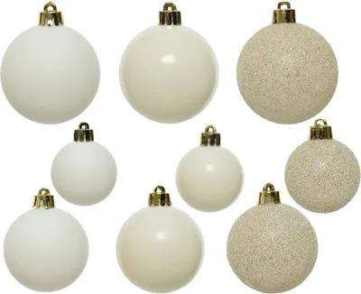 Produktbild von Weihnachtskugeln Kunststoff Mix 4-6cm 30er Set - Wollweiß
