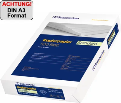 Immagine prodotto di Carta per fotocopie Soennecken Standard 5533 DIN A3 80g bianco 500 fogli/confezione.